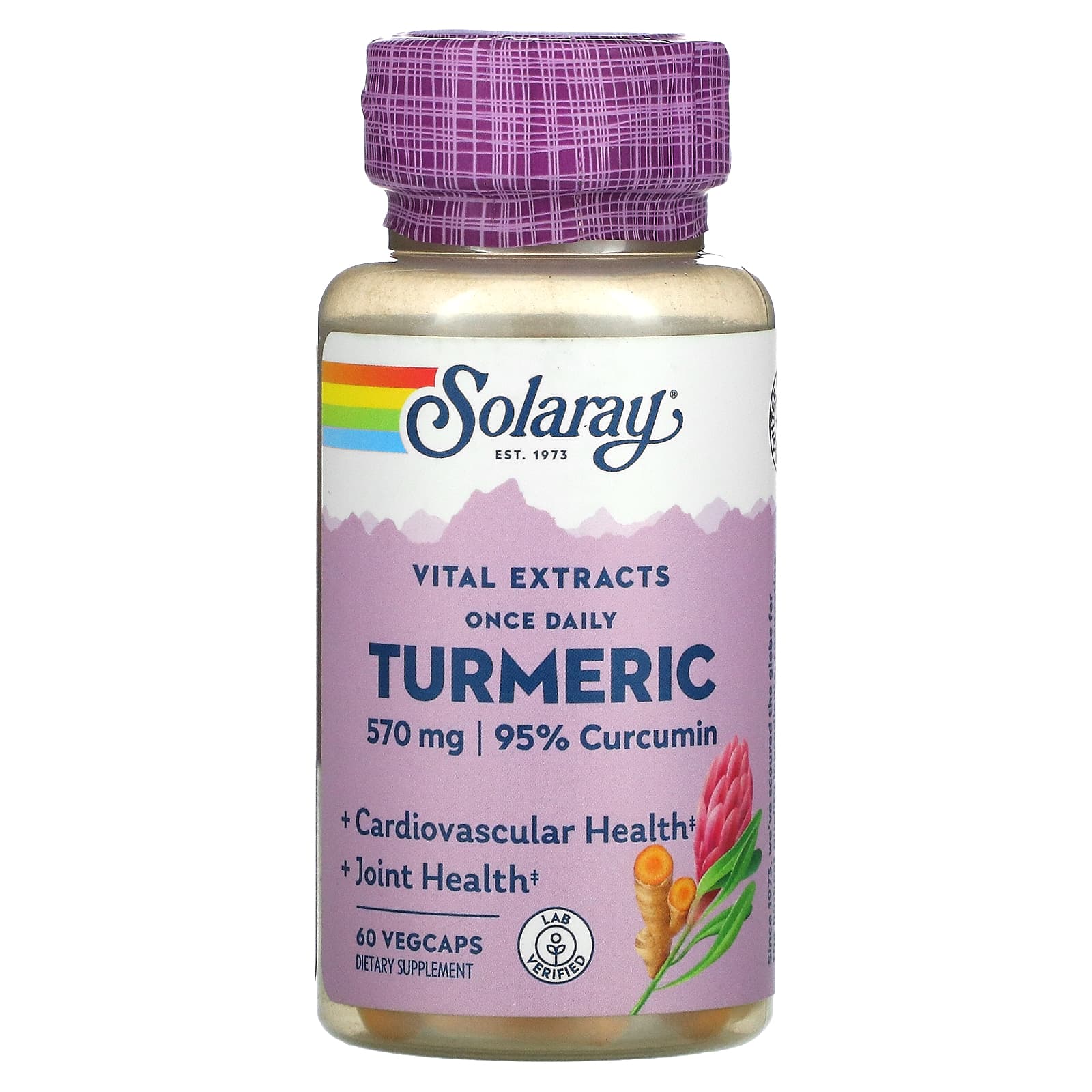 Solaray, Turmeric 1 Daily 600 mg, 60 VegCaps UPC 076280186628 | HiLife Vitamins